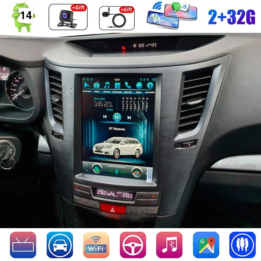 Radio de coche de 9,7"" para CarPlay Android 14 navegación para Subaru Outback Legacy 2009-2014 Foto 4 de 4