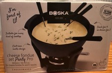 BOSKA, Set Fonduta di Formaggio Party Pro, Pentola Nera in Ghisa, 30,43 Oz, NUOVO