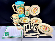 Vintage 1984 Cabbage Patch Kids Doll Tea Party Cupboard Set Dishes Cups Plates