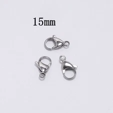 20PCS Stainless Steel Lobster Clasp, 15mm Jewelry Connector Findings SSF06-15mm