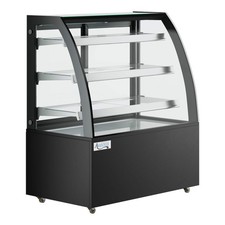 48" Black 3-Shelf Curved Glass Dry Bakery Display Case with LED Lighting