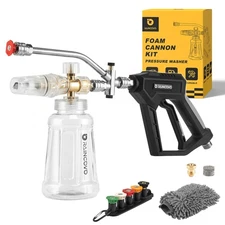 Foam Cannon with Short Pressure Washer Gun, Dual Connector Accessories, Snow ...