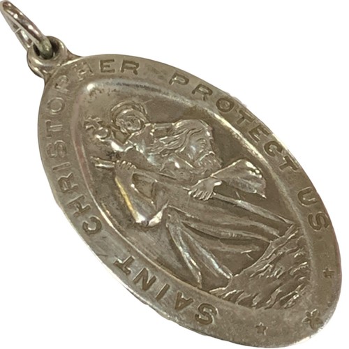 CHAPEL 925 Sterling Silver Vintage Saint Christopher Medal Religious ...