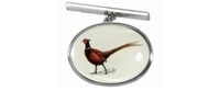 Unique Wishlist Rhodium Plated Pheasant Image Oval Design Tie Tack T1246 Unique Wishlist Rhodium Plated Pheasant Image Oval Design Tie Tack T1246