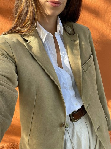 Light Academia tweed jacket, Brown beige smart Americana, vintage Massimo Dutti - Picture 2 of 10