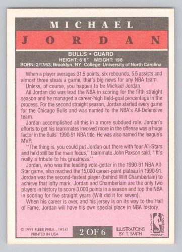 Fleer Jordan Michael 1991-92 Pro Vision #2 Bulls Hof Chicago - Imagen 6 de 10