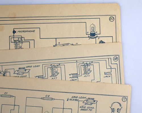 1924 Consrad Co. Set of Twenty (19) Radio Phone Diagram Hookups Tube Receivers - Picture 5 of 5