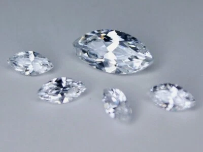 Lab-Grown Ample Cvd Diamant 5 Pièces Lot 1.50 X 3 MM Marquise Couleur D Certifié - Photo 1/4