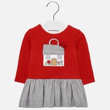Mayoral Infant Girls House Dress In Red with Grey