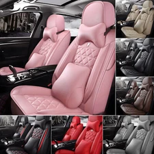 For Honda Pillow Luxury Leather Car 5 Seat Covers Full Set Front Rear Protector 