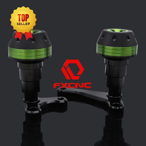 FXCNC CNC Motorcycle Frame Sliders Crash Protector Pads For ZX14R 2006-11 Green - Bild 7 von 11