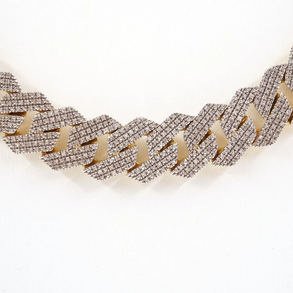 Collar y pulsera de cadena de diamantes enchapados en oro de 14 quilates de plata de ley 925 (4 CTW) Foto 4 de 4