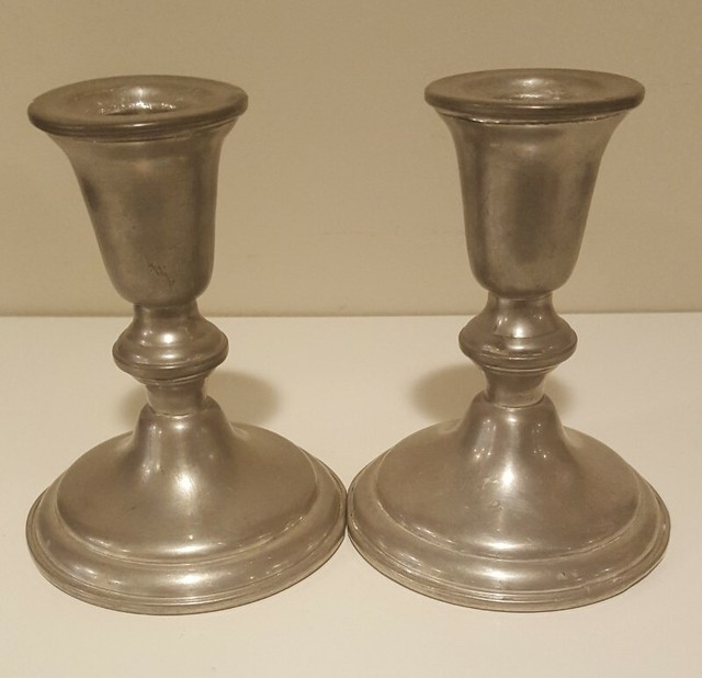 Two (2) Empire Weighted Pewter Candlesticks eBay