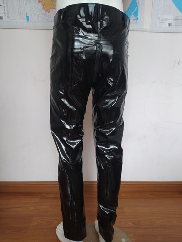 Fashionable Men's Wetlook Faux Leather Tight Pants Leggings Zip Trousers - Picture 6 of 33