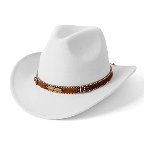 Western Cowboy Hat Wide Brim Outdoor Fedora Hat White eBay