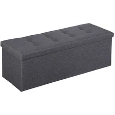 43 Inch Folding Storage Ottoman Bench Storage Chest Footrest Max 660lb Dark Gray