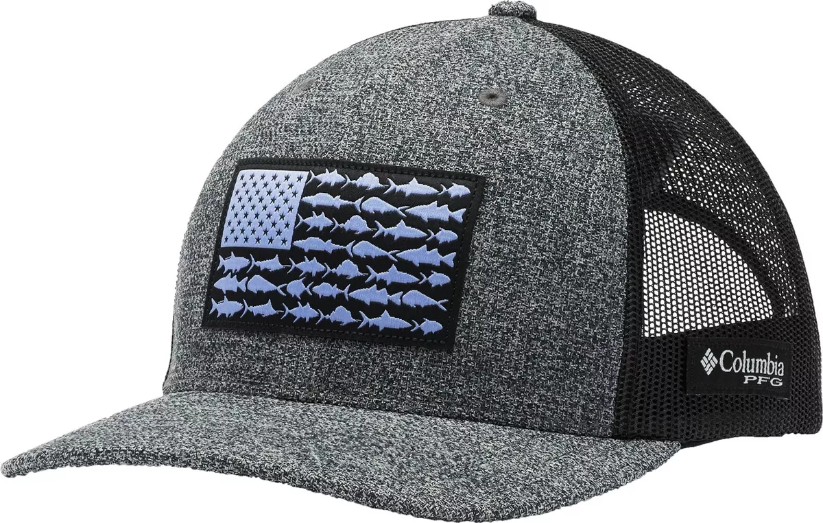 Columbia Men's PFG Mesh Snapback Fish Flag Hat Color Grill Heather Brand New