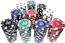 250 Clay Poker Chips 11.5 gms with Number Denominations Texas Holdem Blackjack