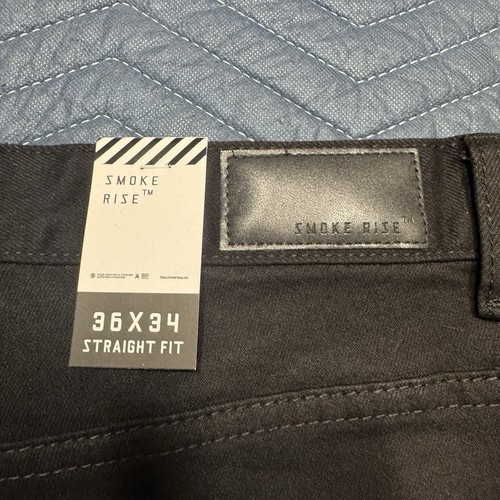 Smoke Rise Mens Jeans 36x34 Black Slim Straight Leg Moto Streetwear - Picture 8 of 8
