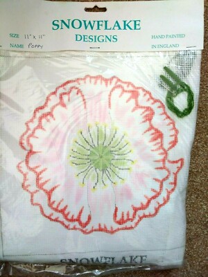 Handarbeit Gobelin Set. Handbemalte Mohn Kissen Vorderseite. Nur eine. Aus dem Leben.