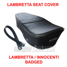 Lambretta GP 125 150 200 Repro GIULIARI BLACK DUAL SEAT COVER Innocenti Badge