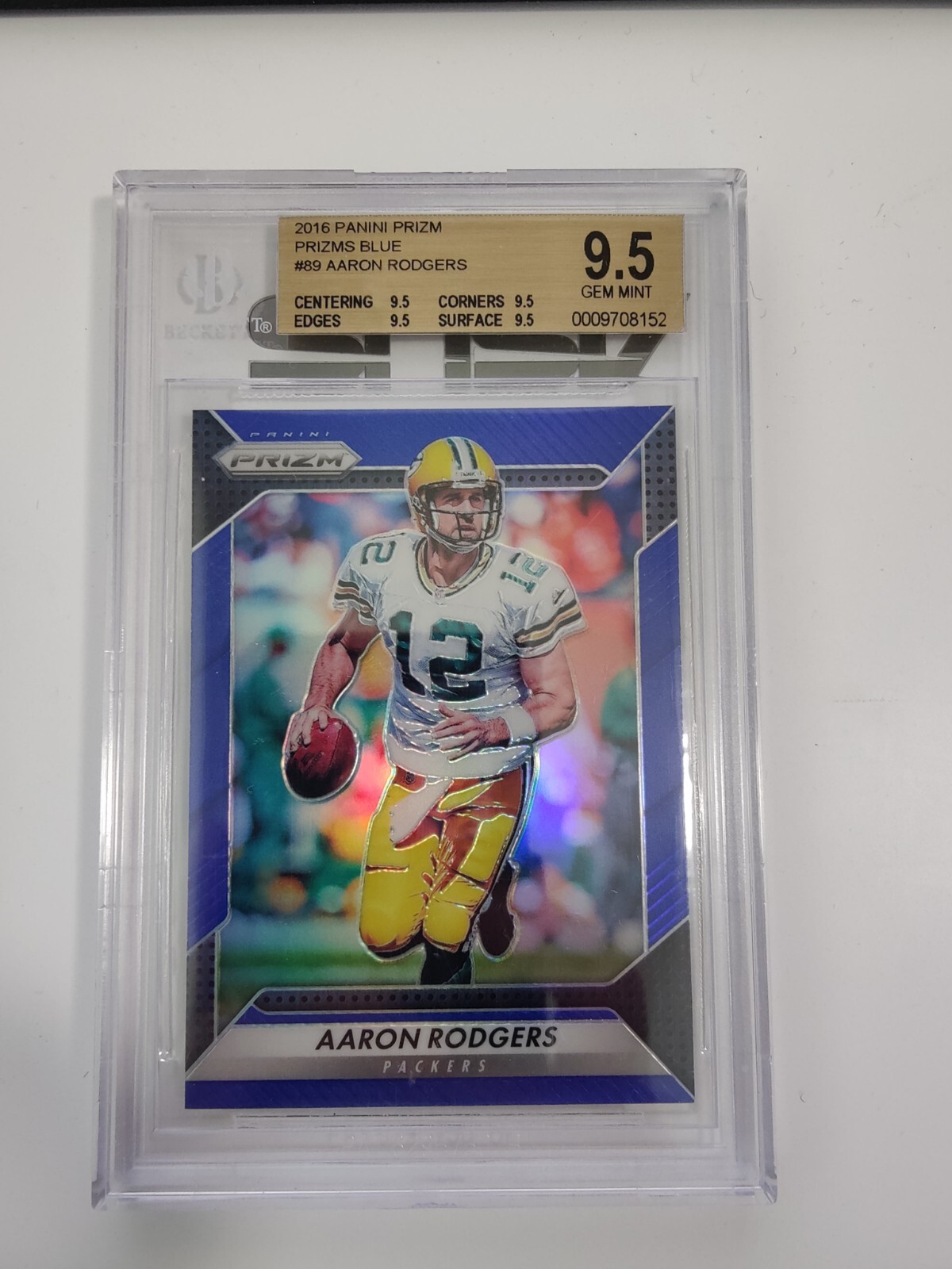 Aaron Rodgers 2016 Prizm Blue Retail SSP Short Print BGS 9.5 RARE