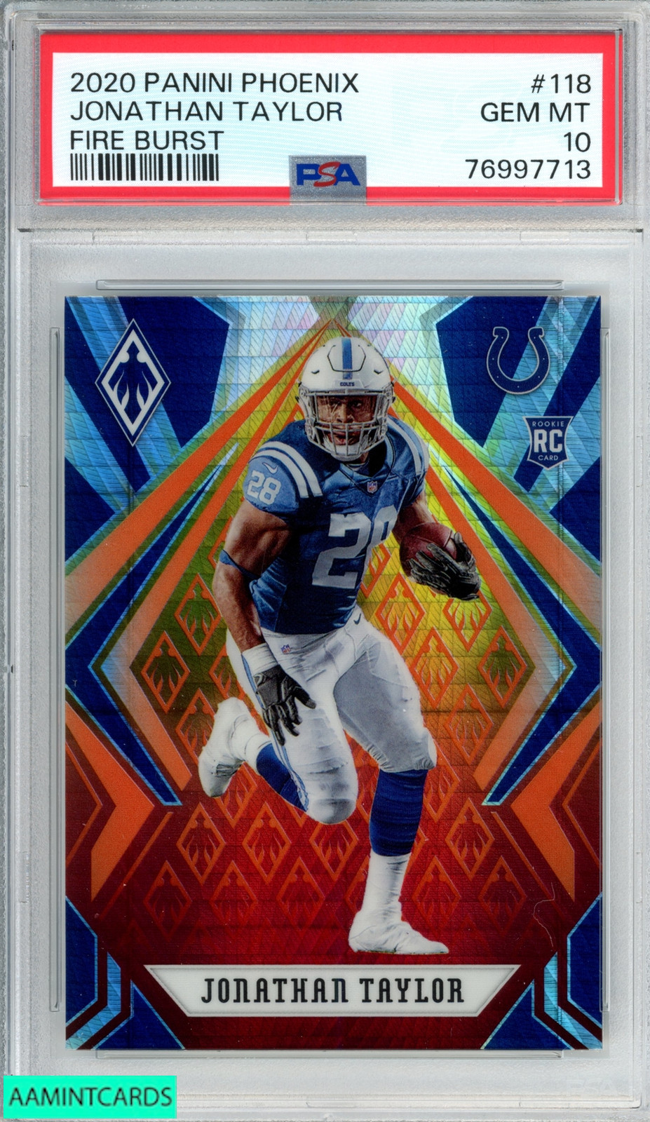 2020 PANINI PHOENIX JONATHAN TAYLOR #118 FIRE BURST ROOKIE RC PSA 10 GEM MT