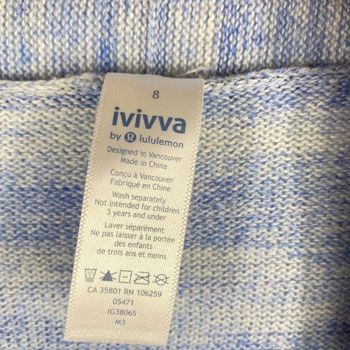 Ivivva Lululemon Girls Blue Wrap Knit Sweater Size 8 Four's A Charm - Picture 3 of 9