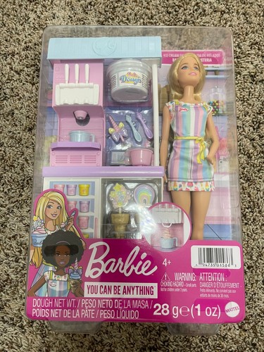 Barbie Ice Cream Shop Playset with Blonde Doll, Ice Cream Machine New - Picture 2 of 6