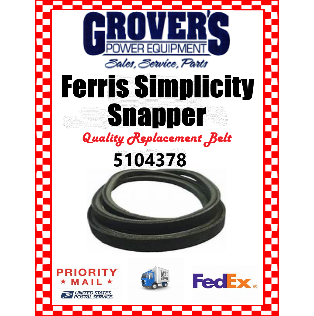 Ferris Replacement Drive Belt 5104378 & 84003255 Fits IS3200