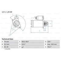 Bosch Anlasser Starter 1.8Kw FüR Toyota Avensis Station Wagon Corolla Verso