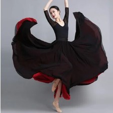 Chiffon Dance Skirt 720 Degrees Solid Color Dancer Practice Wear with Big Hem