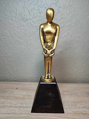 Henry Dunay Gold Tone Sculpture Father & Son Parent 11.75'' Heavy Metal Signed