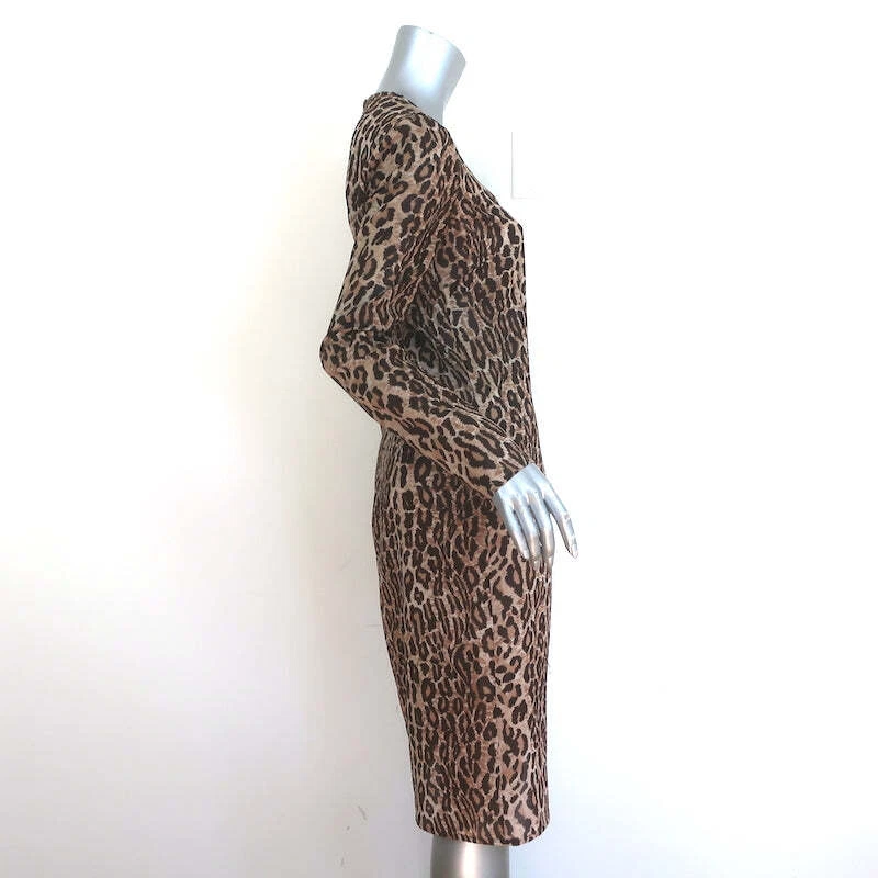 Vintage D&G Dolce & Gabbana Leopard Print Long Sleeve Dress Brown Size 42 - Image 3 of 4