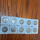 10 Circulated Walking Liberty Silver Half Dollars, 1930's & 1940's