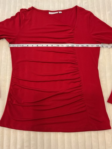Susan Graver Women's Ruched Front Top Red Size Small Long Sleeve Liquid Knit - Picture 3 of 7