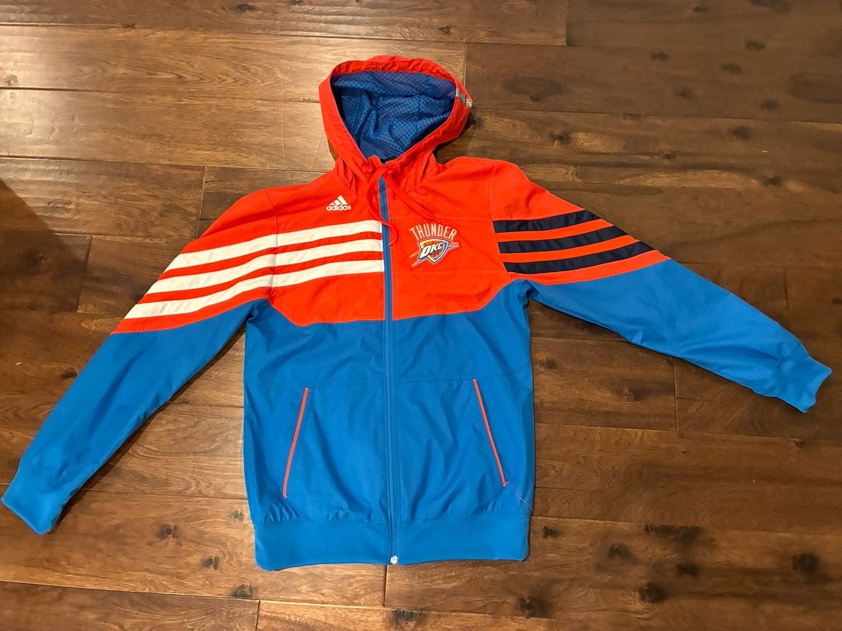 Adidas OKC Thunder Warmup Jacket Blue Full Zip Men
