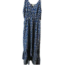 Pacific Vibes Large Sundress/Cover Up Maxi High Low Hem Floral Spaghetti Straps 