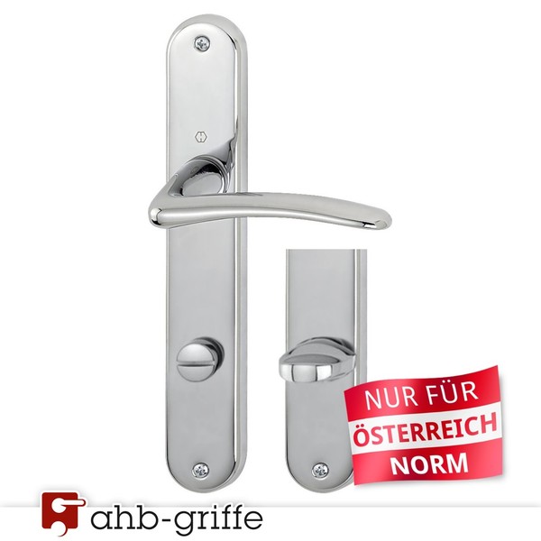 Hoppe TüRgriff Istanbul Langschild Chrom Poliert Wc Din Links Ö-Norm TüRdrüCker-image