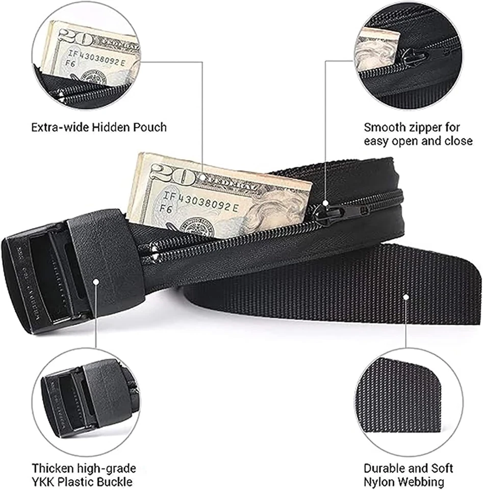Cinturón de Dinero de Seguridad de Viaje con Bolsillo Oculto Antirrobo Cintura Oculta Cinturón de Dinero Foto 3 de 4