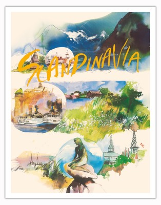 Scandinavia - Vintage Scandinavian Airlines Travel Poster