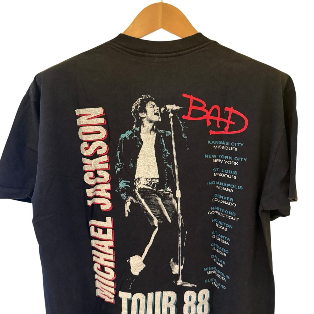 Rare Michael Jackson Bad Tour 1988 Single Stitch Shirt REPRINT Sz
