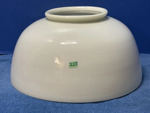 WHITE Vintage 14” Diameter GLASS Hanging Oil LAMP Antique MILK Glass SHADE  #223