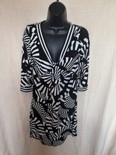 Black/white Stretch Dress Size 10 By Wallis ( 447)