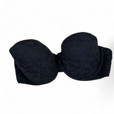 Victoria's Secret Black Floral Lace Multi-Way Strapless Padded Underwire Bra 34C