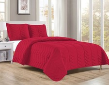 BT684-CK RED 3PC PREWASHED QUILT SET
