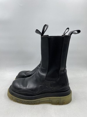 Bottega Veneta Tire Black Calfskin Leather Chelsea Boots W 9