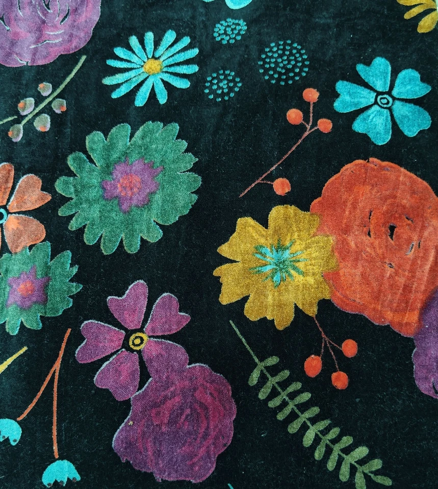 Luxury Indian Soft Velvet Fabric Upholstery Dressmaking Sewing Floral Boho By Yd - Image 2 of 4