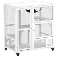 Cat House Indoor Cat Enclosure on Wheels with Openable Top, 39"L