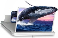 10 Inch Screen Magnifier for Smartphone, 3D Screen Mobile Phone Magnifier WHITE